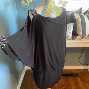 Sexy cocktail dress / gathered at waist and hemmed to be mini above the knee